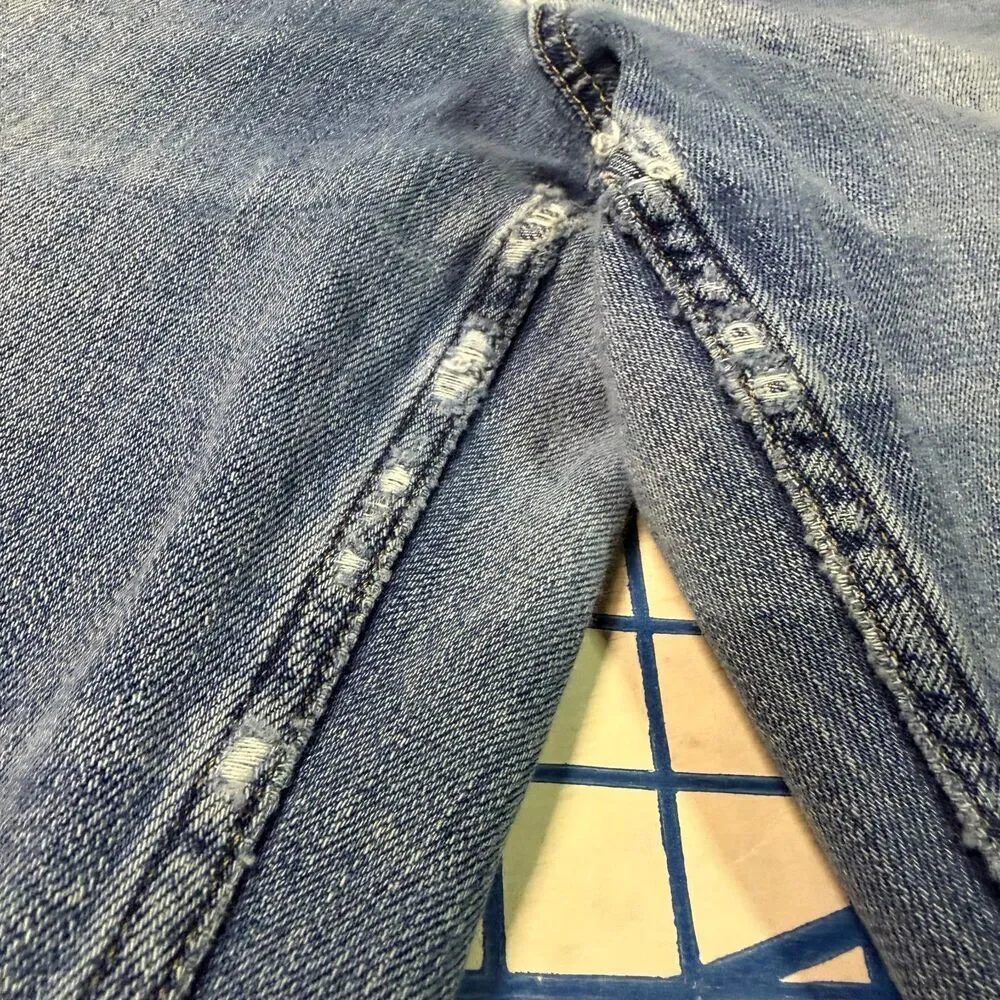 Carhartt Loose Fit Jeans Men’s 12 Tall Blue Denim Straight Workwear Distressed